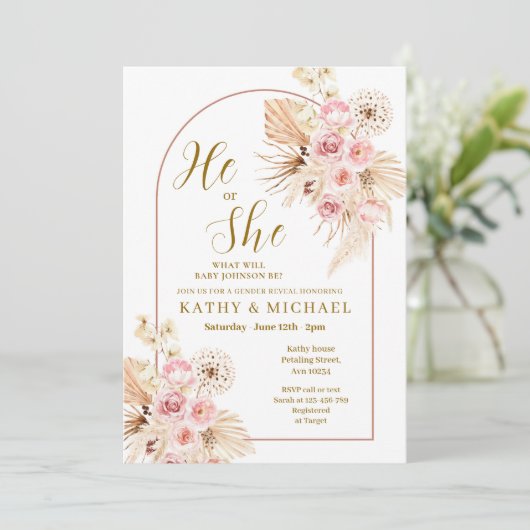 ピンクボホパンパ彼または彼女のジェンダーが明かす 招待状 (スタンド正面)