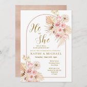 ピンクボホパンパ彼または彼女のジェンダーが明かす 招待状 (正面/裏面)