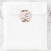 ピンクボホパーソナライズされたフローラ新郎新婦 ラウンドシール (バッグ)