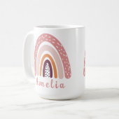 ピンクボホパーソナライズされた虹 コーヒーマグカップ (正面左)