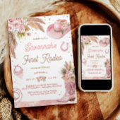 ピンクボホファーストロデオ1歳招待状 招待状