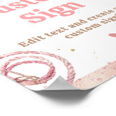 ピンクボホファーストRodeo 1歳の誕生日カスタムサイン ポスター (角)