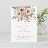 ピンクボホフラワー&フェザーエレガントブライダルシャワー 招待状 (スタンド正面)