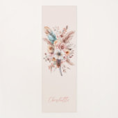 ピンクボホフラワー&フェザーエレガント ヨガマット (正面)