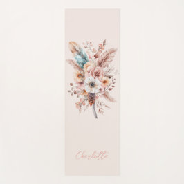 ピンクボホフラワー&フェザーエレガント ヨガマット