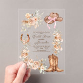 ピンクボホフローラウェスタンブライダルシャワー アクリル招待状 (インサイチュ (ポータブル))