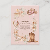 ピンクボホフローラウェスタンブライダルシャワー エンクロージャーカード (正面)