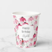 ピンクボホフローラウォーターカラーアート 紙コップ (裏面)