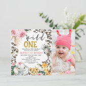 ピンクボホフローラサファリワイルドワン誕生日 招待状 (スタンド正面)