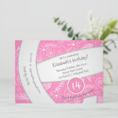 ピンクボホフローラドードルバレーボールスポーツ誕生日 招待状 (スタンド正面)