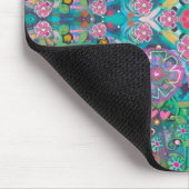 ピンクボホフローラハートパターン明るいかわいらし マウスパッド (コーナー)