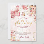 ピンクボホフローラバタフライベビーシャワー サンキューカード (正面)