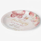 ピンクボホフローラバタフライベビーシャワー ペーパープレート (アングル)