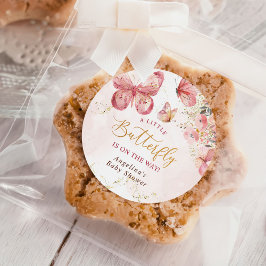 ピンクボホフローラバタフライベビーシャワー ラウンドシール