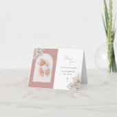 ピンクボホフローラバプティスフォールドアーチフォトコラージュ サンキューカード (正面)