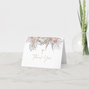 ピンクボホフローラバプテスマ折りサンキューカード サンキューカード