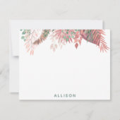 ピンクボホフローラパーソナライズされたフラットノートカード ノートカード (正面)