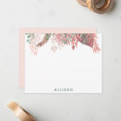 ピンクボホフローラパーソナライズされたフラットノートカード ノートカード (正面/裏面インサイチュ)