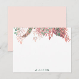 ピンクボホフローラパーソナライズされたフラットノートカード ノートカード