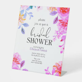 ピンクボホフローラブライダルシャワー招待 台座サイン