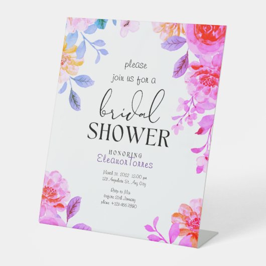 ピンクボホフローラブライダルシャワー招待 台座サイン (正面)