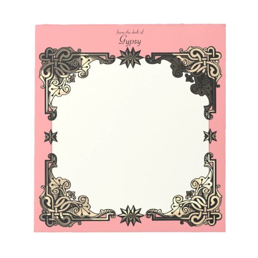 ピンクボホフローラボヘミアケルト結び目模様 ノートパッド (正面)