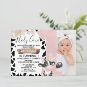 ピンクボホフローラ写真聖牛一歳 招待状 (スタンド正面)