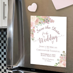 ピンクボホフローラ書道Save the Date Magnet