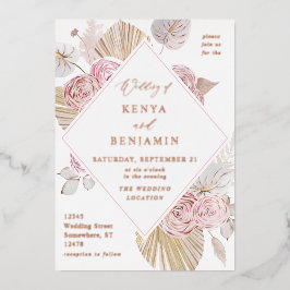 ピンクボホフローラ結婚式招待状箔 箔招待状