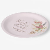 ピンクボホフローラ赤ちゃんシャワーありがとうメッセージ ペーパープレート (アングル)