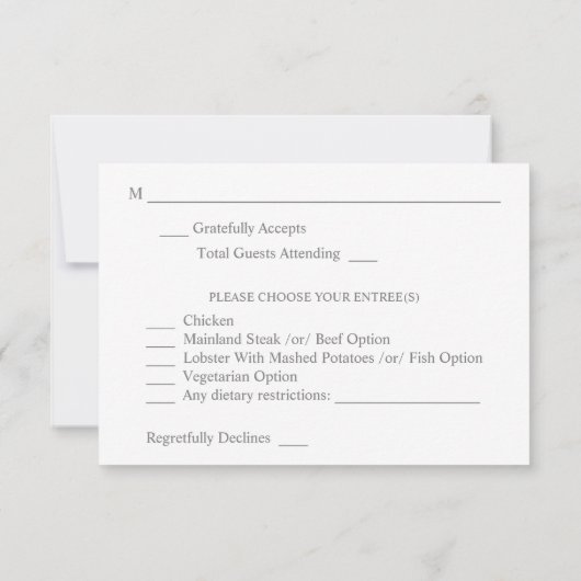 ピンクボホフローラw食事RSVP 出欠カード (裏面)