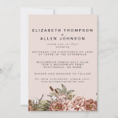 ピンクボホヘミアンコテージコーエンチャント結婚ーズ 招待状 (正面)