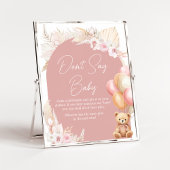 ピンクボホベアバルーン赤ちゃんシャワー言わないベビー ポスター