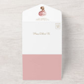 ピンクボホホットエアバルーンテディベア赤ちゃんシャワー オールインワン招待状 (外側)