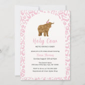 ピンクボホホーホーホーホーチカウハイランドカウガールベビーシャワー 招待状 (正面)
