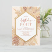 ピンクボホボヘミアンフローラ花誕生日パーティー 招待状 (スタンド正面)