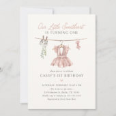 ピンクボホリトルスウィートアールヴァレンティネス誕生日 招待状 (正面)