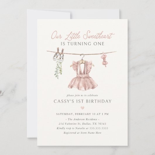 ピンクボホリトルスウィートアールヴァレンティネス誕生日 招待状 (正面)