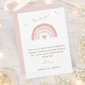 ピンクボホレインボーウォーターカラースターガールベビーシャワー サンキューカード