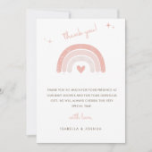 ピンクボホレインボーウォーターカラースターガールベビーシャワー サンキューカード (正面)