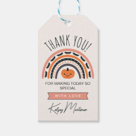 ピンクボホレインボーハロウィーンベビーシャワーありがとう ギフトタグ