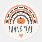 ピンクボホレインボーハロウィーンベビーシャワーありがとう ラウンドシール (正面)