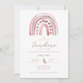 ピンクボホレインボーベビーシャワー 招待状 (正面)