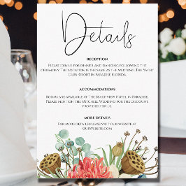 ピンクボホワイルドフラワーウォーターカラーブーケ結婚ーズ エンクロージャーカード