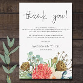 ピンクボホワイルドフラワーウォーターカラーブーケ結婚ーズ サンキューカード