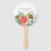 ピンクボホワイルドフラワーウォーターカラーブーケ結婚ーズ ハンドファン (正面)