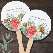 ピンクボホワイルドフラワーウォーターカラーブーケ結婚ーズ ハンドファン