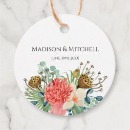 ピンクボホワイルドフラワーウォーターカラーブーケ結婚ーズ フェイバータグ