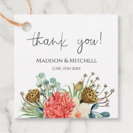 ピンクボホワイルドフラワーウォーターカラーブーケ結婚ーズ フェイバータグ