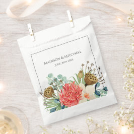 ピンクボホワイルドフラワーウォーターカラーブーケ結婚ーズ フェイバーバッグ